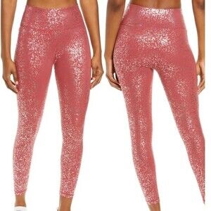 Sweaty Betty Leggings 7/8 Goddess Terrazzo Foil Print High Waisted Red Size XL